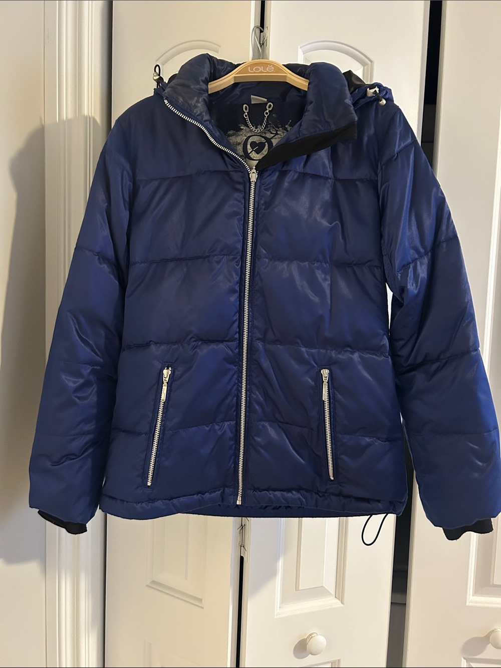 Obermeyer Kids Navy Blue Puffer Jacket with Hood